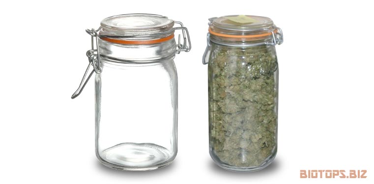bocaux en verre pour la conservation du cannabis